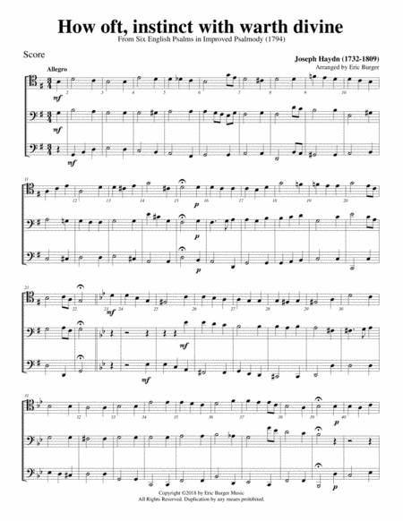 Free Sheet Music How Oft Instinct With Warth Divine For Trombone Or Low Brass Trio