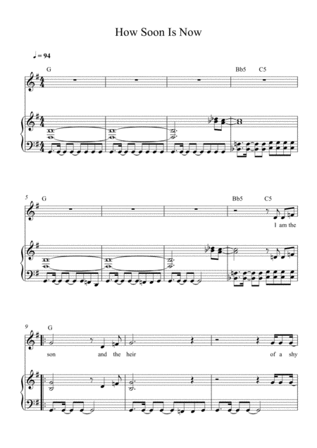 Free Sheet Music How Soon Is Now For Piano And Voice With Guitar Chords And Lyrics