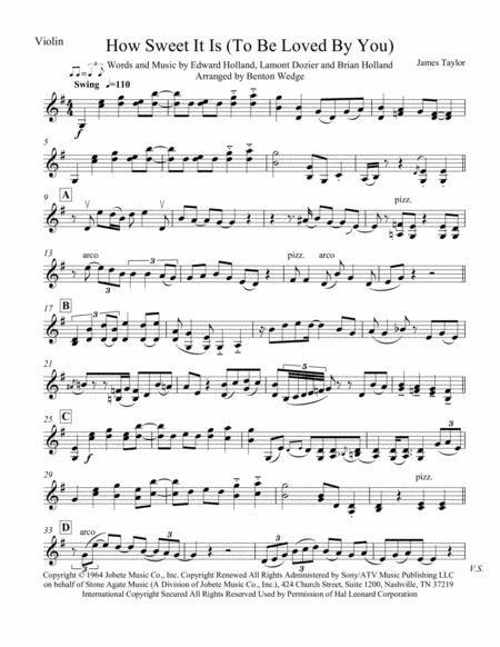 How Sweet It Is To Be Loved By You String Duo Violin And Cello Sheet Music