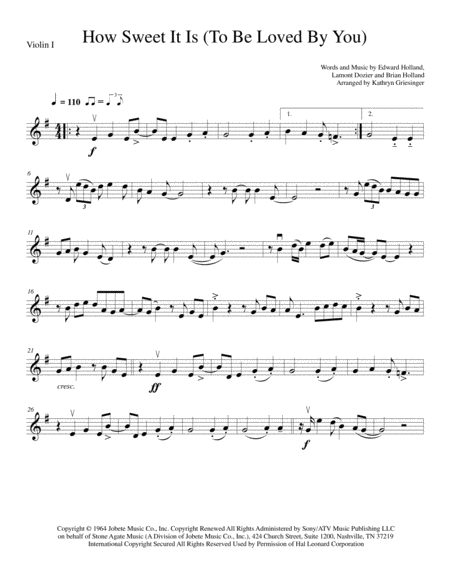 How Sweet It Is To Be Loved By You String Quartet Sheet Music