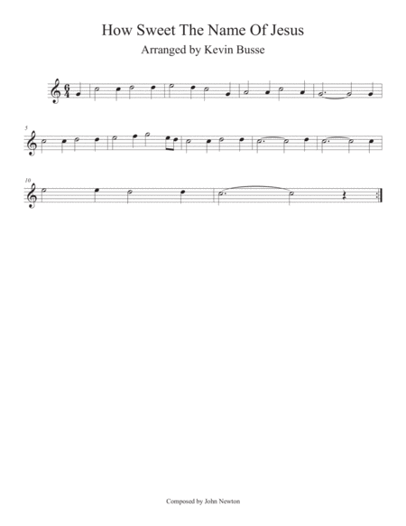 How Sweet The Name Of Jesus Sounds Easy Key Of C Alto Sax Sheet Music