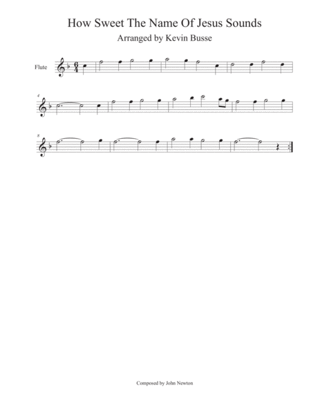 Free Sheet Music How Sweet The Name Of Jesus Sounds Flute