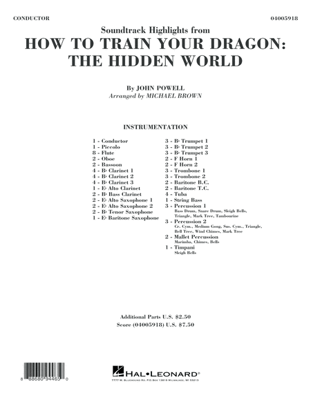 How To Train Your Dragon The Hidden World Arr Michael Brown Conductor Score Full Score Sheet Music