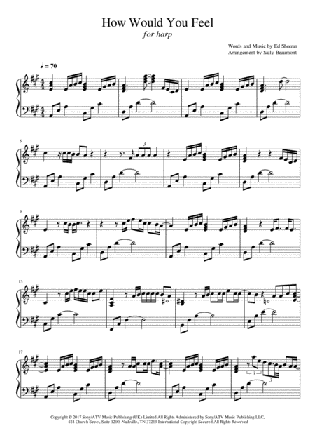 How Would You Feel Ed Sheeran Harp Solo Sheet Music