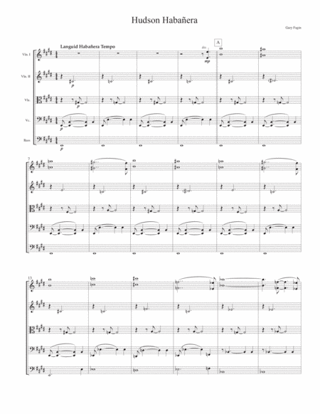 Hudson Habaera For String Ensemble Sheet Music