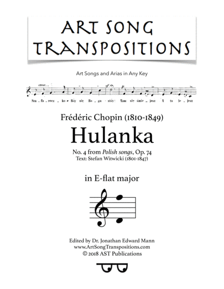 Hulanka Op 74 No 4 E Flat Major Sheet Music