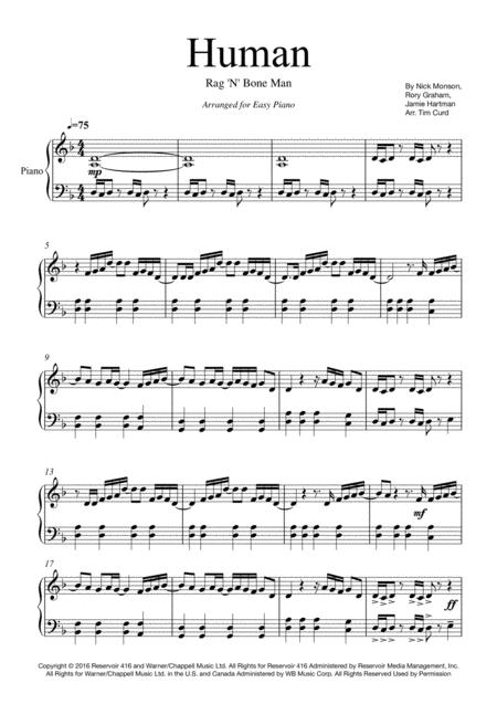 Human For Easy Piano Sheet Music