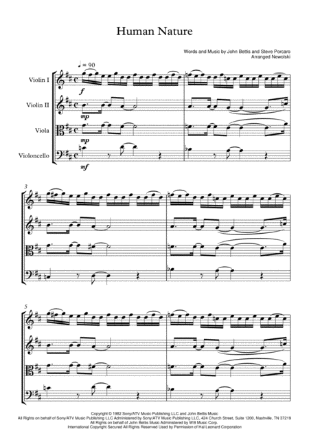 Human Nature String Quartet Score And Parts Sheet Music