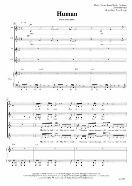 Free Sheet Music Human Ssaa Piano