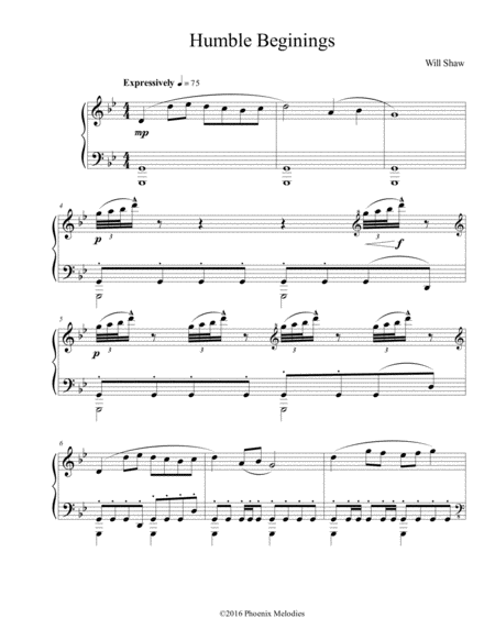 Free Sheet Music Humble Beginnings