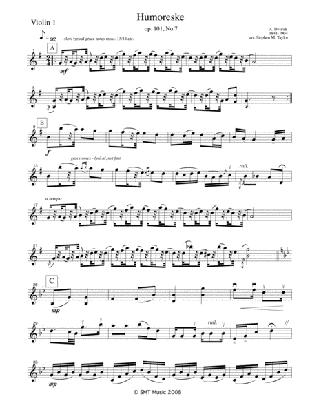 Free Sheet Music Humoreske By Dvorak