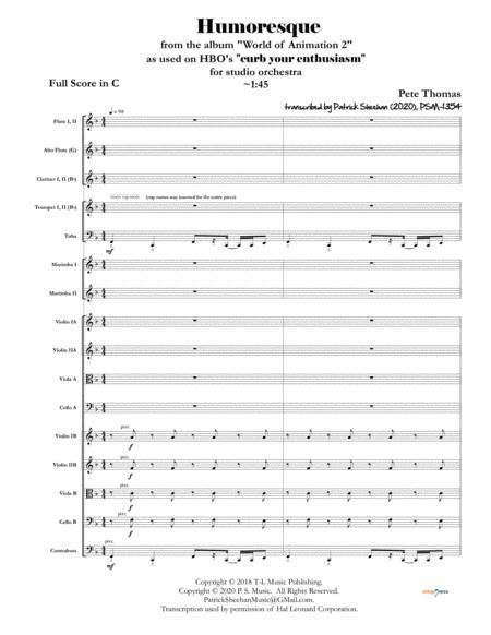 Free Sheet Music Humoresque From Curb Your Enthusiasm Full Score Set Of Parts