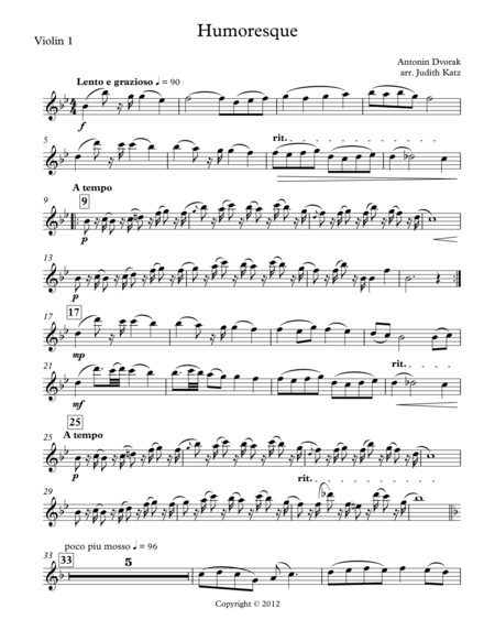 Free Sheet Music Humoresque Parts