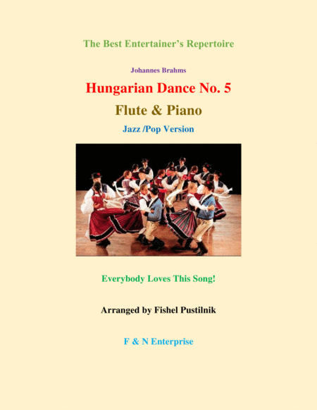 Hungarian Dance No 5 Piano Background For Flute And Piano Jazz Pop Version Sheet Music