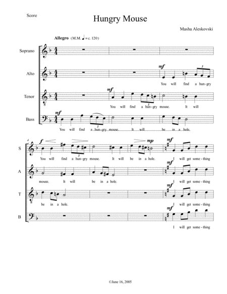 Free Sheet Music Hungry Mouse