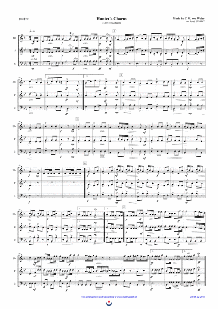 Free Sheet Music Hunters Chorus