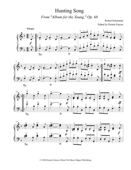 Free Sheet Music Hunting Song Op 68 No 7