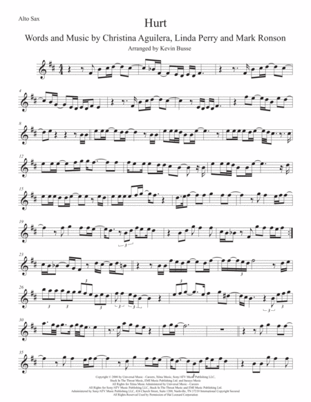 Hurt Alto Sax Sheet Music