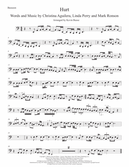 Free Sheet Music Hurt Bassoon Easy Key Of C