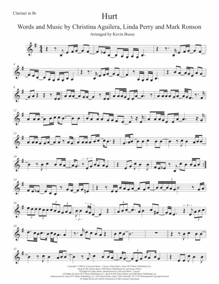 Free Sheet Music Hurt Clarinet