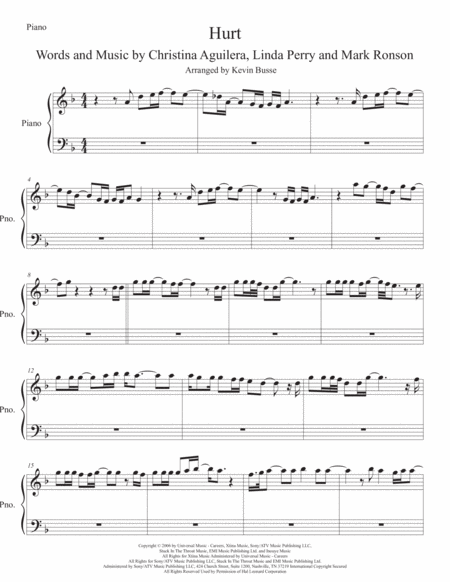 Free Sheet Music Hurt Piano