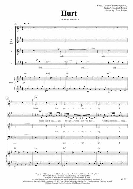 Hurt Satb Piano Sheet Music