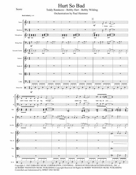 Hurt So Bad 4 Part Male Chorus With Small Orchestra Sheet Music