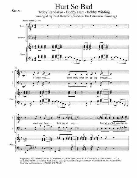 Hurt So Bad Male Chorus Ttbb With Piano Accompaniment Sheet Music