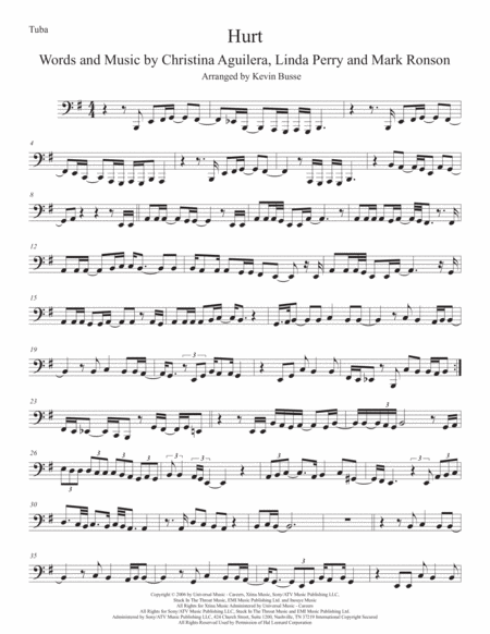 Hurt Tuba Original Key Sheet Music