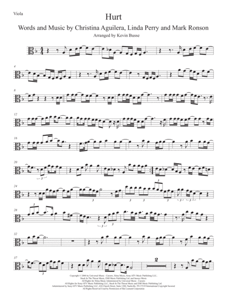 Free Sheet Music Hurt Viola