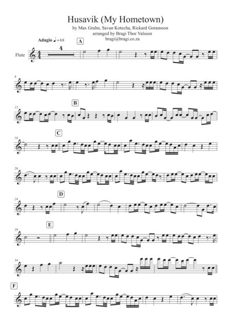 Free Sheet Music Husavik My Hometown Flute And Piano