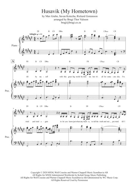 Free Sheet Music Husavik My Hometown For Female Solo Singer And Piano