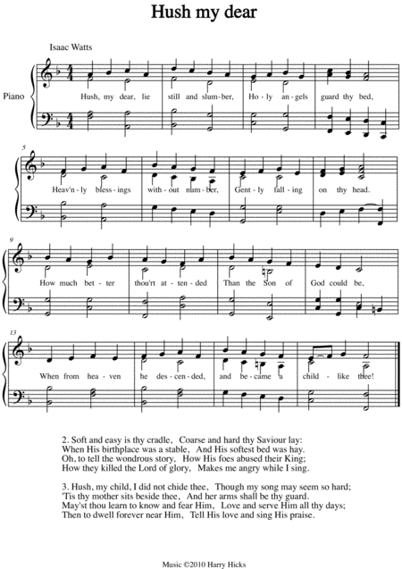 Free Sheet Music Hush My Dear A New Tune To A Wonderful Isaac Watts Hymn