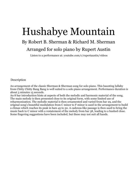 Hushabye Mountain Solo Piano Sheet Music