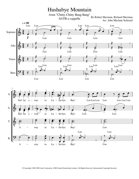 Free Sheet Music Hushabye Mountain