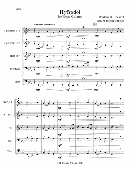 Hyfrodol Brass Quintet Sheet Music