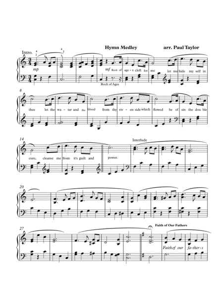 Hymn Medley Rock Of Ages Faith Of Our Fathers Sheet Music