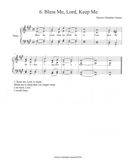 Hymn No 6 Bless Me Lord Keep Me Sheet Music