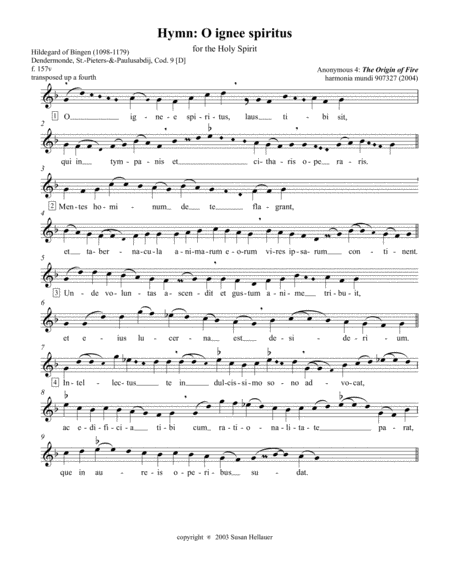 Hymn O Ignee Spiritus From The Anonymous 4 Album The Origin Of Fire Sheet Music