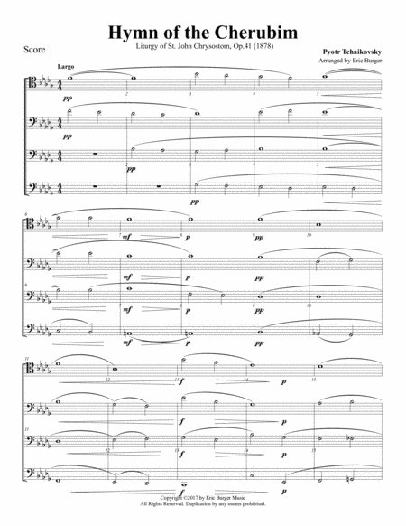 Hymn Of The Cherubim For Trombone Or Low Brass Quartet Sheet Music