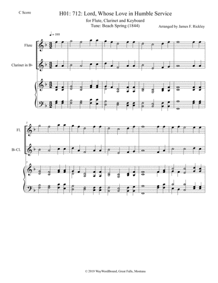 Hymn Setting 2019 Beach Spring Lord Whose Love In Humble Service Sheet Music