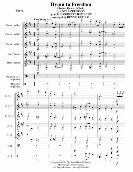 Free Sheet Music Hymn To Freedom Clarinet Quintet Sssab Adv Intermediate