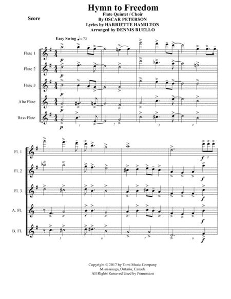 Free Sheet Music Hymn To Freedom Flute Quintet Choir Intermediate