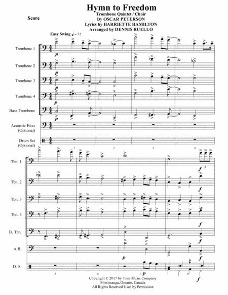 Hymn To Freedom Trombone Quintet Choir Advanced Intermediate Sheet Music