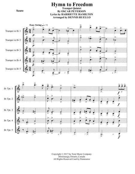 Hymn To Freedom Trumpet Quintet Advanced Intermediate Sheet Music