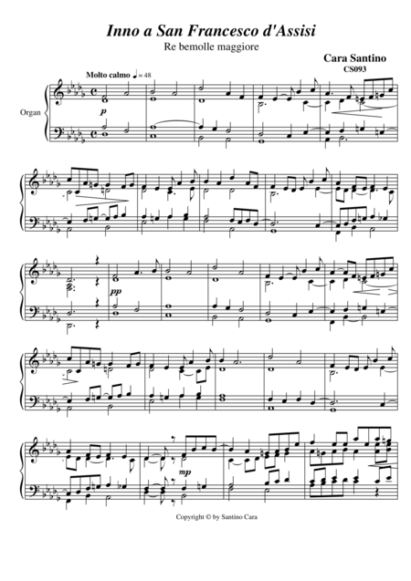 Hymn To St Francis Of Assisi For Organ Sheet Music