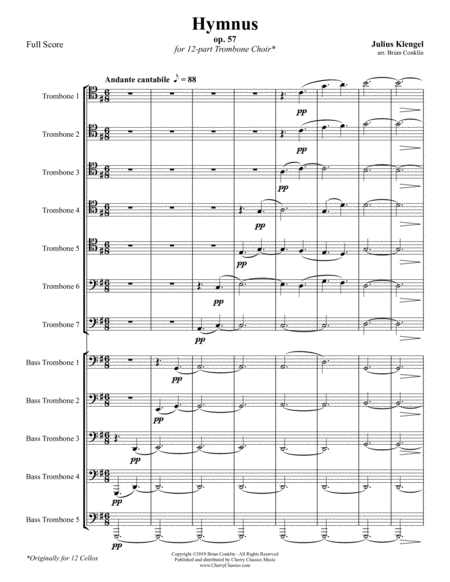 Hymnus For 12 Part Trombone Choir Ensemble Sheet Music