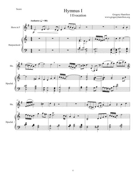 Hymnus I For Horn And Harpsichord Or Piano Sheet Music