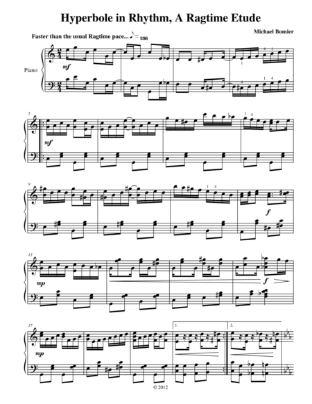 Hyperbole In Rhythm A Ragtime Etude From New Ragtime Piano Music Sheet Music