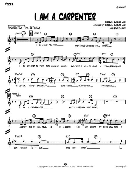 I Am A Carpenter Josephs Song Ttbb Octavo W Tenor Lead Sheet Music